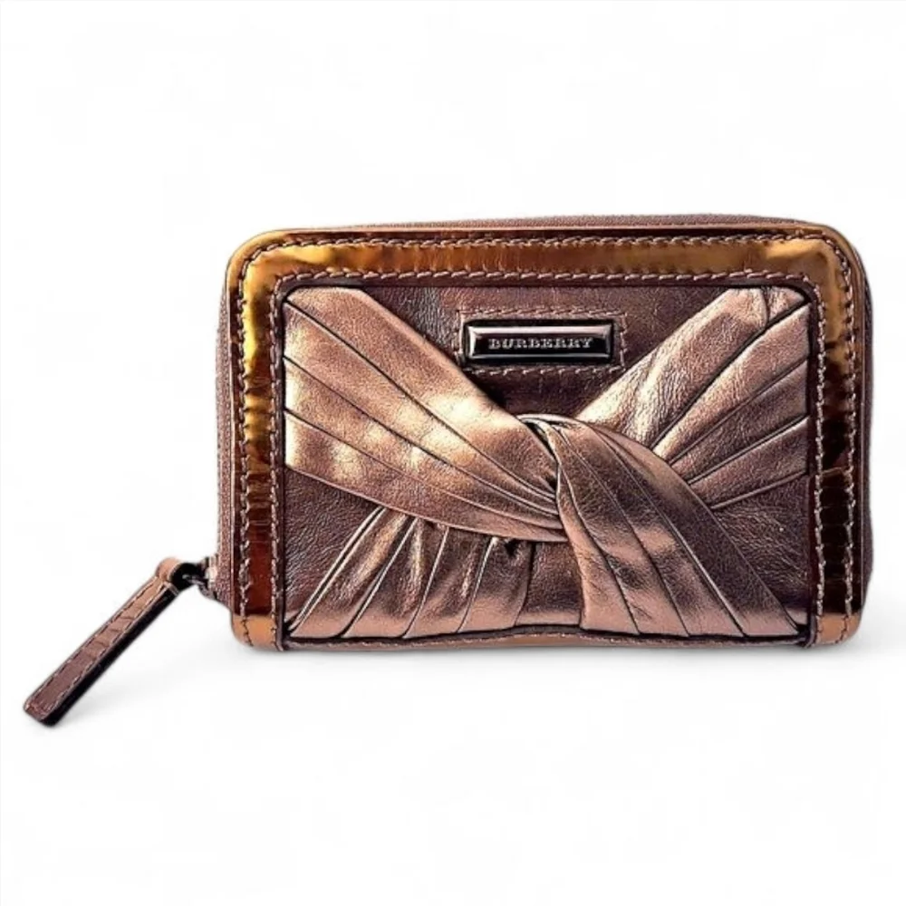 Burberry Metallic Knot Leather Small Zip Wallet